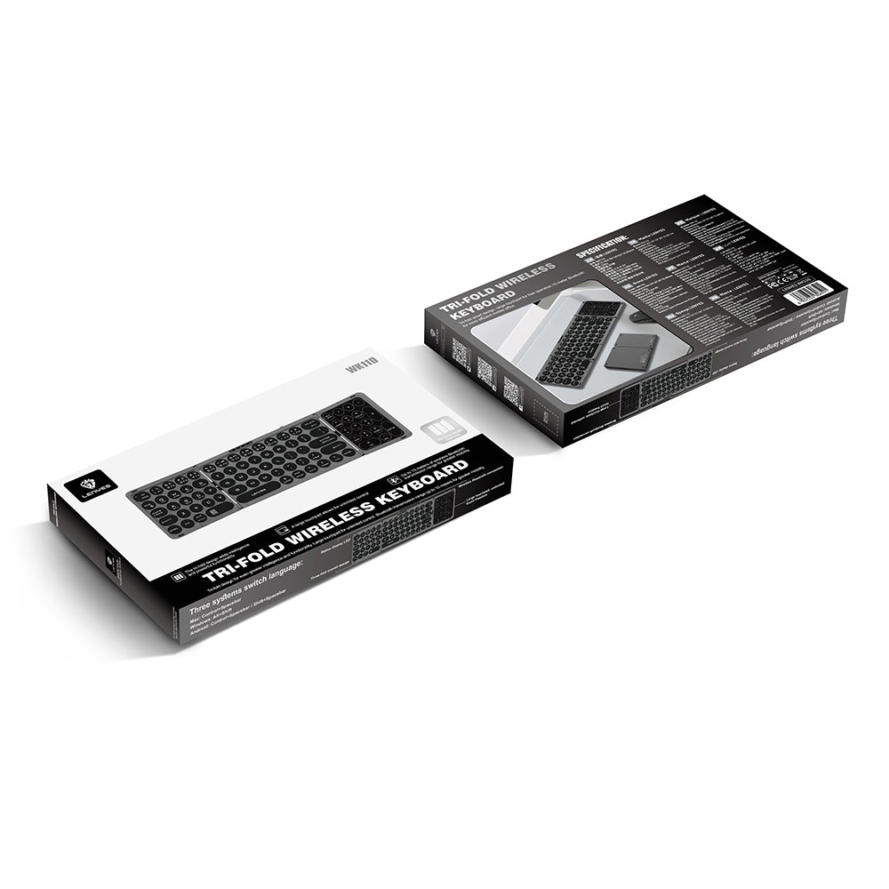 Lenyes WK110 Sessiz Tuş Tasarımlı Num Touch Pad Özellikli Katlanabilir Bluetooth Bağlantılı Kablosuz Klavye