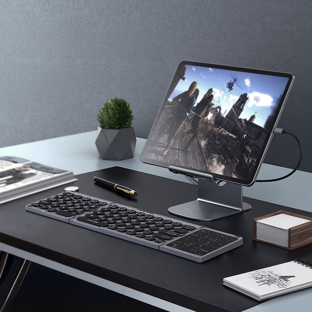 Lenyes WK110 Sessiz Tuş Tasarımlı Num Touch Pad Özellikli Katlanabilir Bluetooth Bağlantılı Kablosuz Klavye