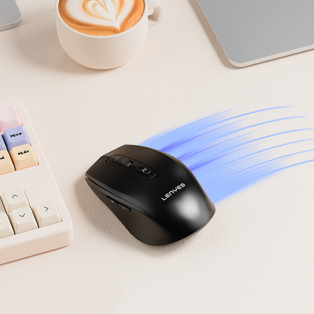 Lenyes WS106 Yapay Zeka Destekli Ergonomik Çift Bluetooth Bağlantılı 2.4G Kablosuz Mouse 1200 DPI