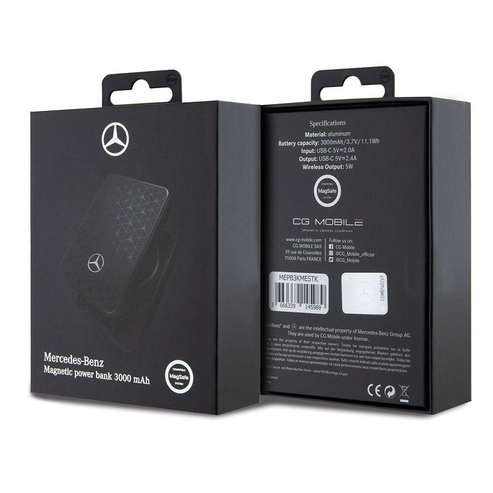 Mercedes Benz Led Işıklı Göstergeli M-safe Magnetik Orjinal Lisanslı Powerbank 3000 Mah