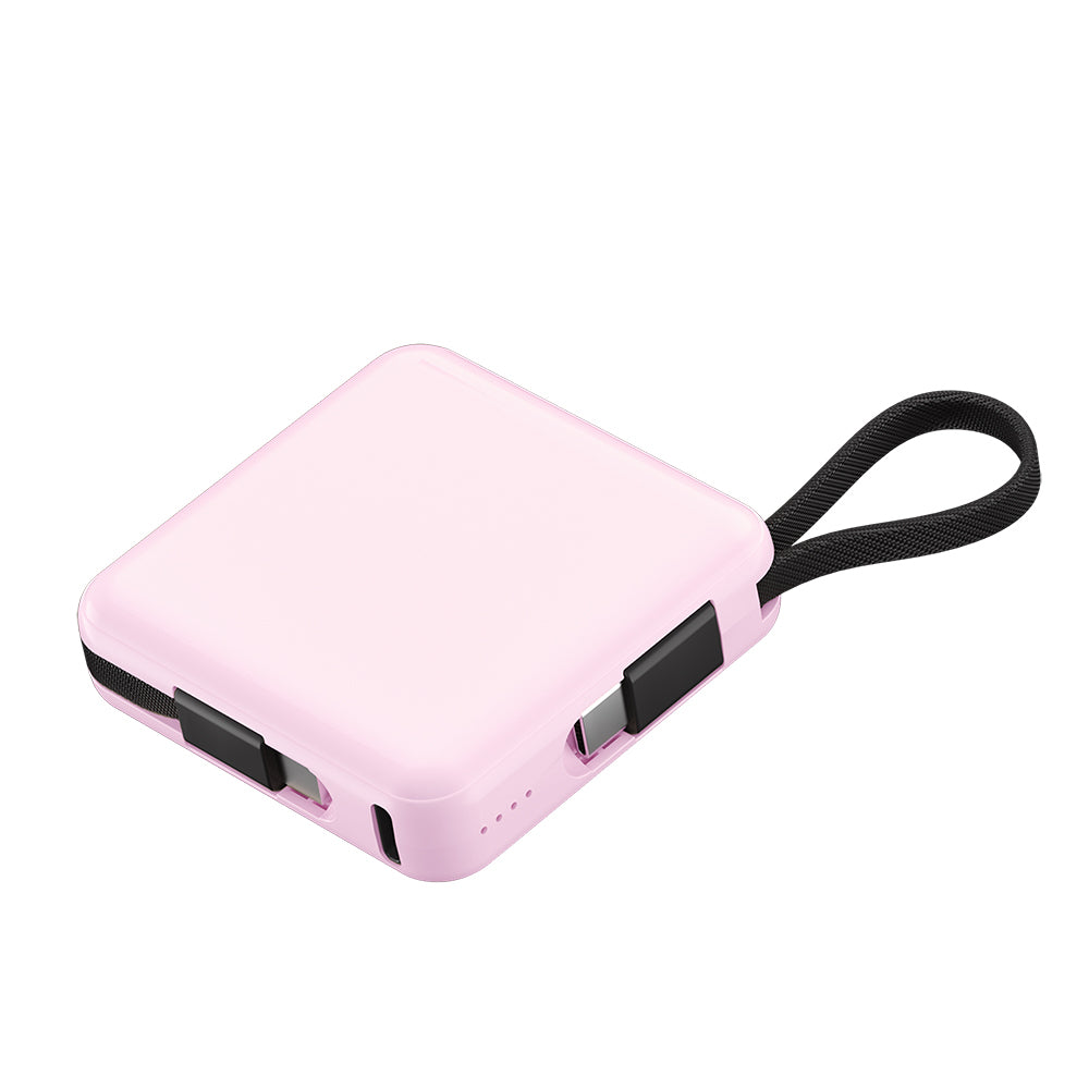 Raptic Lightning ve Type-C Kablolu Dijital LED Göstergeli Askılı 5000mAh Kompakt ve Taşınabilir Tasarım Powerbank