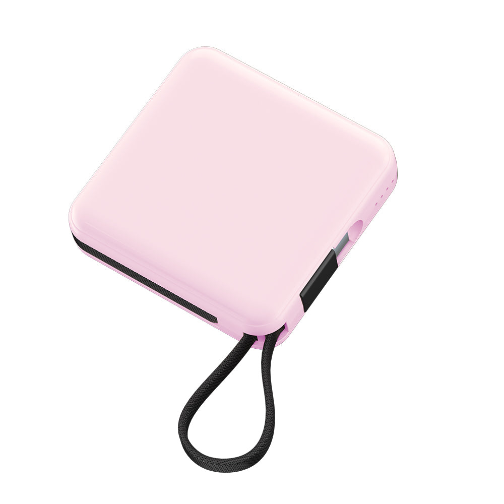 Raptic Lightning ve Type-C Kablolu Dijital LED Göstergeli Askılı 5000mAh Kompakt ve Taşınabilir Tasarım Powerbank