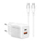 Recci RC83ECC GaN Teknolojili Hızlı Şarj Başlığı USB-A to Type-C PD 35W Kablolu Şarj Seti