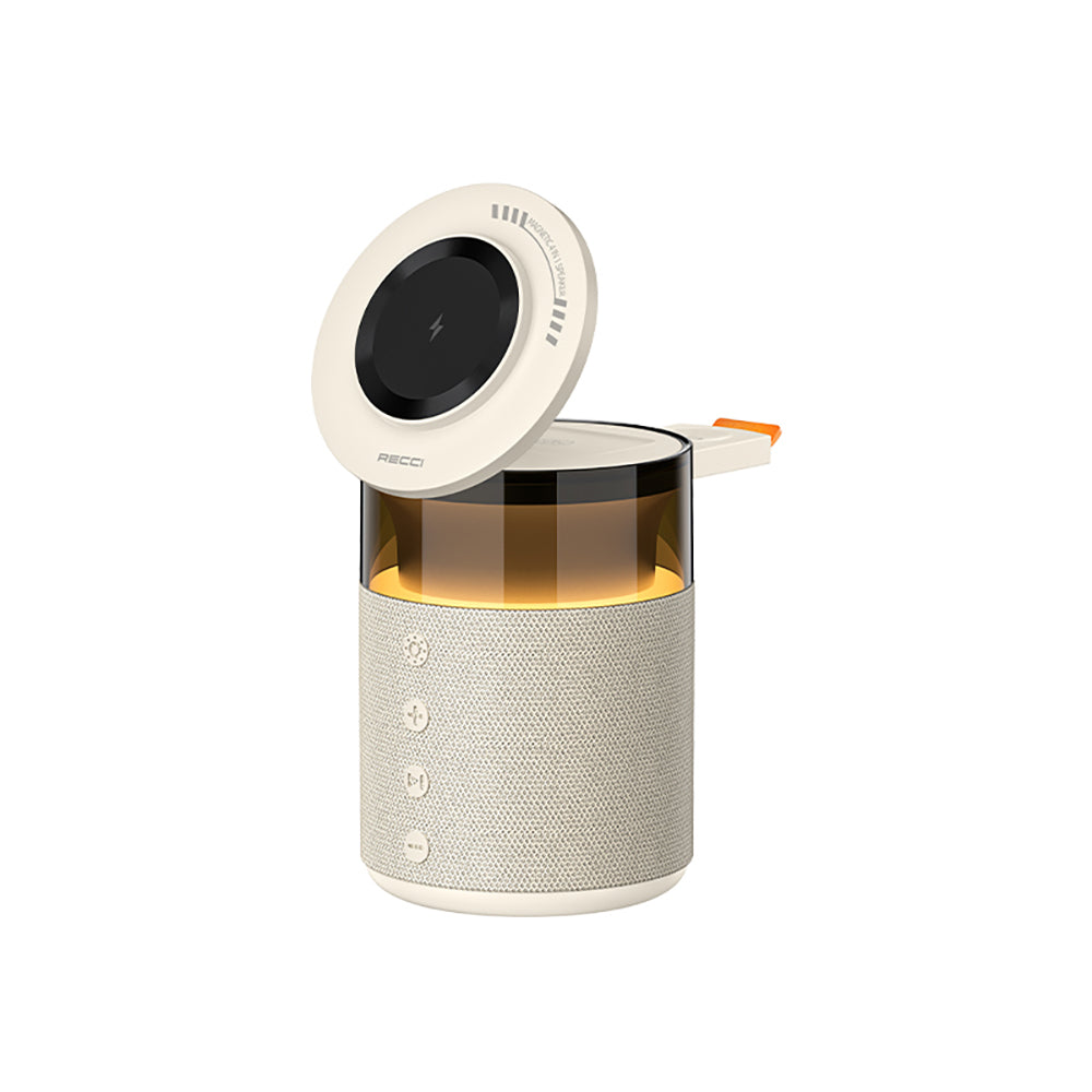 Recci RCW-51 Ambiyans Işıklı Bluetooth Speaker Hoparlör Özellikli Kablosuz Şarj Standı