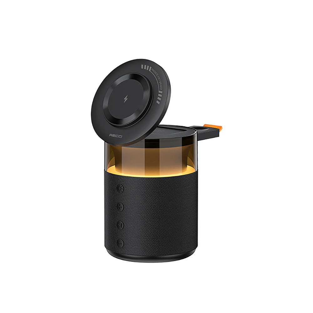 Recci RCW-51 Ambiyans Işıklı Bluetooth Speaker Hoparlör Özellikli Kablosuz Şarj Standı