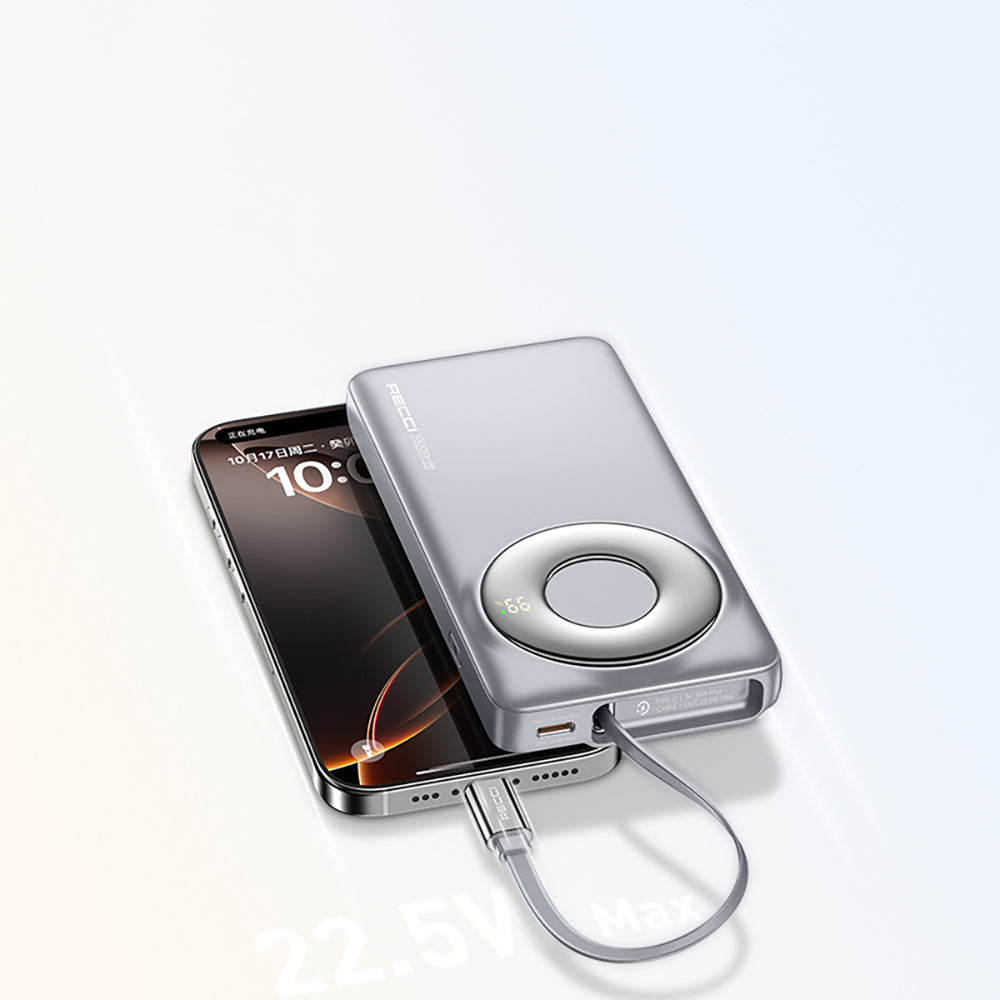 Recci RPB-P58 PD Hızlı Şarj Özellikli Type-C Kablolu 22.5W 10.000mAh Powerbank