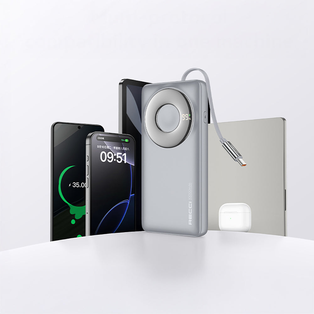 Recci RPB-P58 PD Hızlı Şarj Özellikli Type-C Kablolu 22.5W 10.000mAh Powerbank