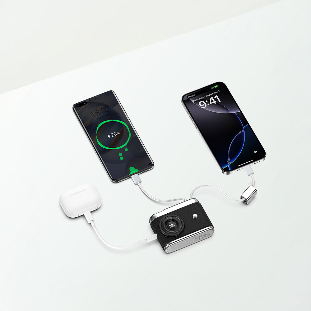 Recci RPB-P66 PD 20W Hızlı Şarj Özellikli Type-C & Lightning Kablolu 22.5W 10.000mAh Powerbank