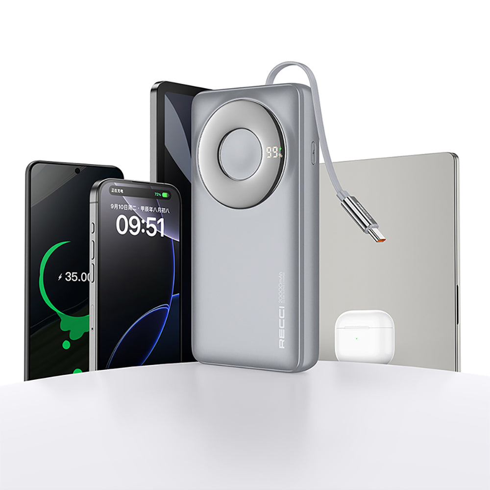 Recci RPB-P72 Hızlı Şarj Özellikli Type-C Kablolu 65W 20.000mAh Powerbank