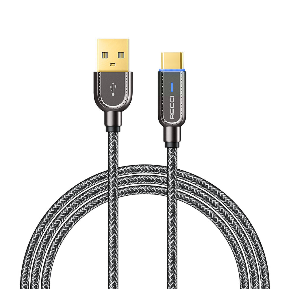 Recci RS02C Smart Power-Off Serisi Hızlı Şarj Özellikli USB-A To Type-C  1 Metre Şarj Kablosu