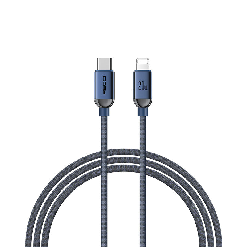 Recci RS09CL PD Crystal Serisi 30W Hızlı Şarj Özellikli Type-C To Lightning PD 1.2 Metre Şarj Kablosu