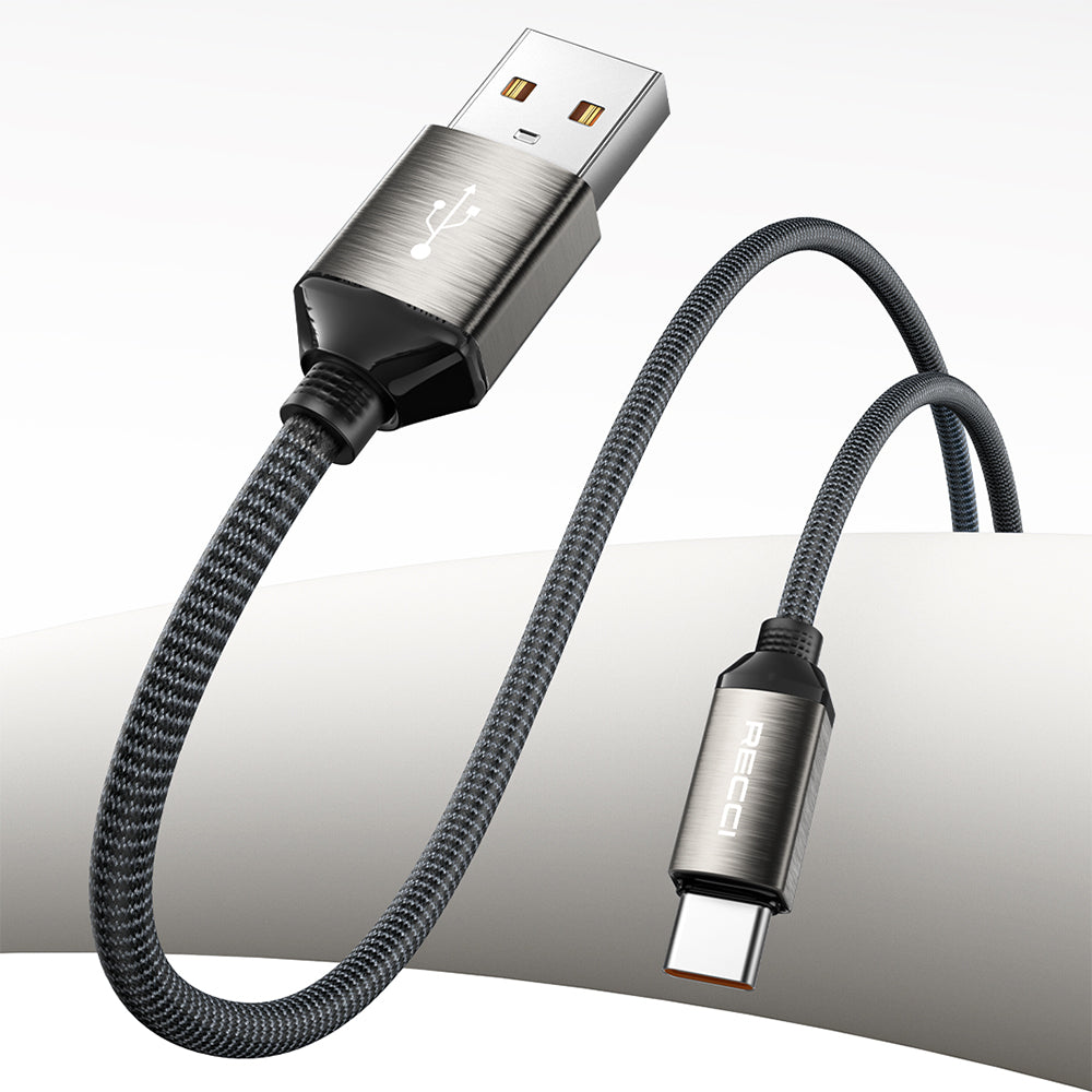 Recci RS35C USB-A to Type-C Örgü Tasarımlı Hızlı Şarj Özellikli 1 Metre Data ve Şarj Kablosu