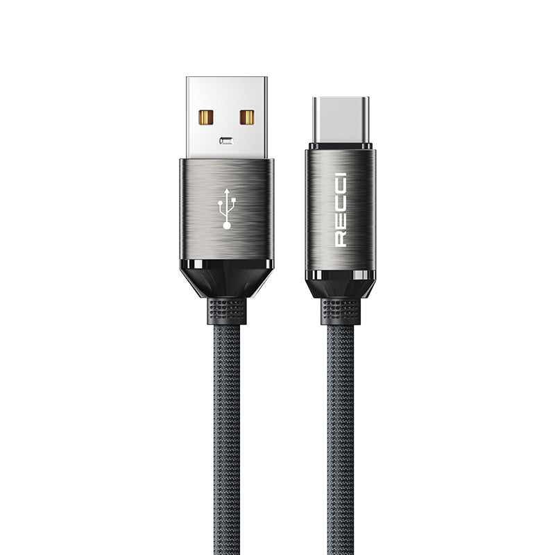 Recci RS35C USB-A to Type-C Örgü Tasarımlı Hızlı Şarj Özellikli 1 Metre Data ve Şarj Kablosu