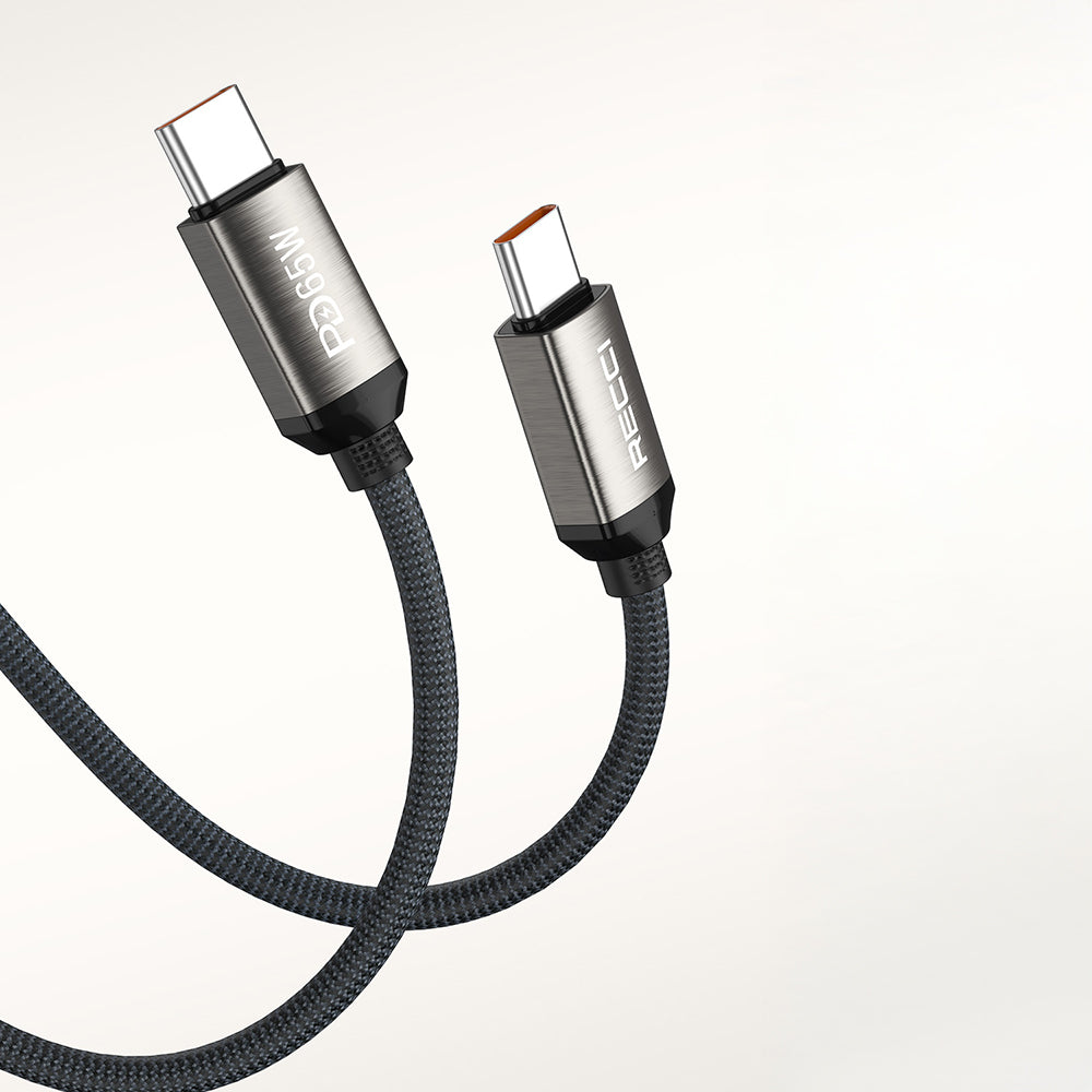 Recci RS35CC Type-C to Type-C PD 65W Örgü Tasarımlı Hızlı Şarj Özellikli 1 Metre Data ve Şarj Kablosu