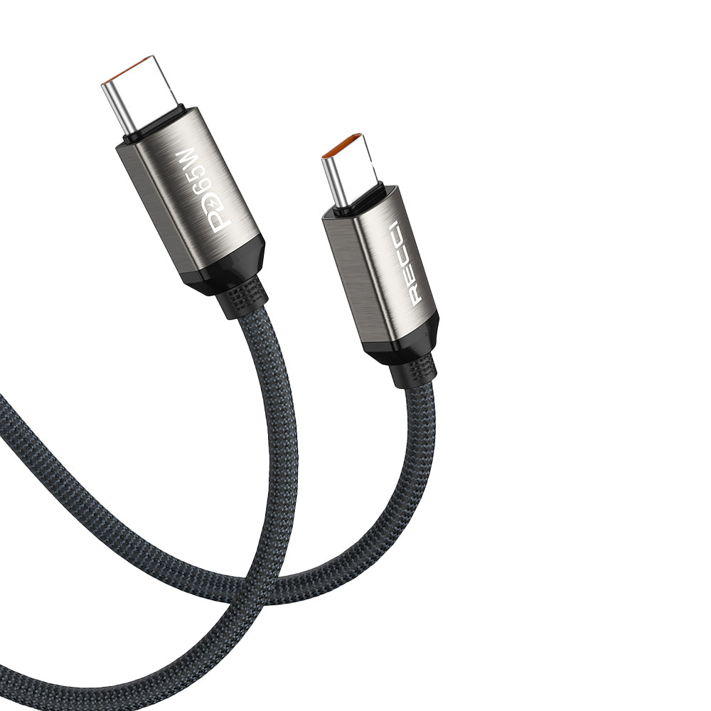 Recci RS35CC Type-C to Type-C PD 65W Örgü Tasarımlı Hızlı Şarj Özellikli 1 Metre Data ve Şarj Kablosu