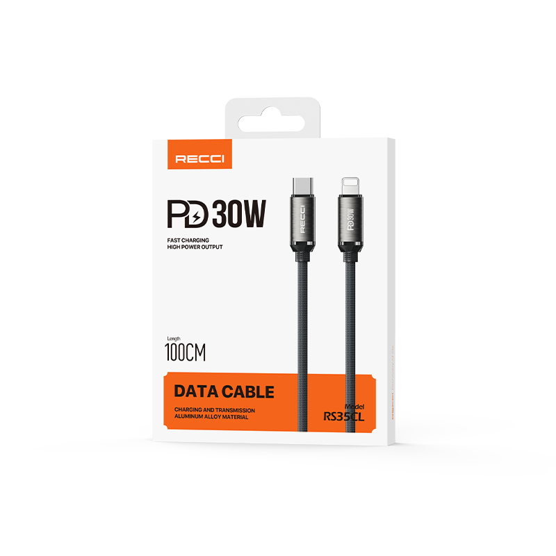 Recci RS35CL Type-C to Lightning PD 30W Örgü Tasarımlı Hızlı Şarj Özellikli 1 Metre Data ve Şarj Kablosu