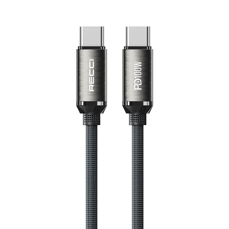 Recci RS45CC Type-C to Type-C PD 100W Örgü Tasarımlı Hızlı Şarj Özellikli 1 Metre Data ve Şarj Kablosu