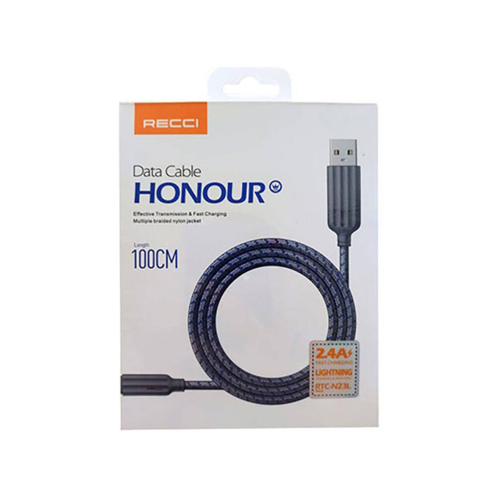 Recci RTC-N23L 2.4A Hızlı Şarj Özellikli Lightning to USB-A 1 Metre Şarj Kablosu