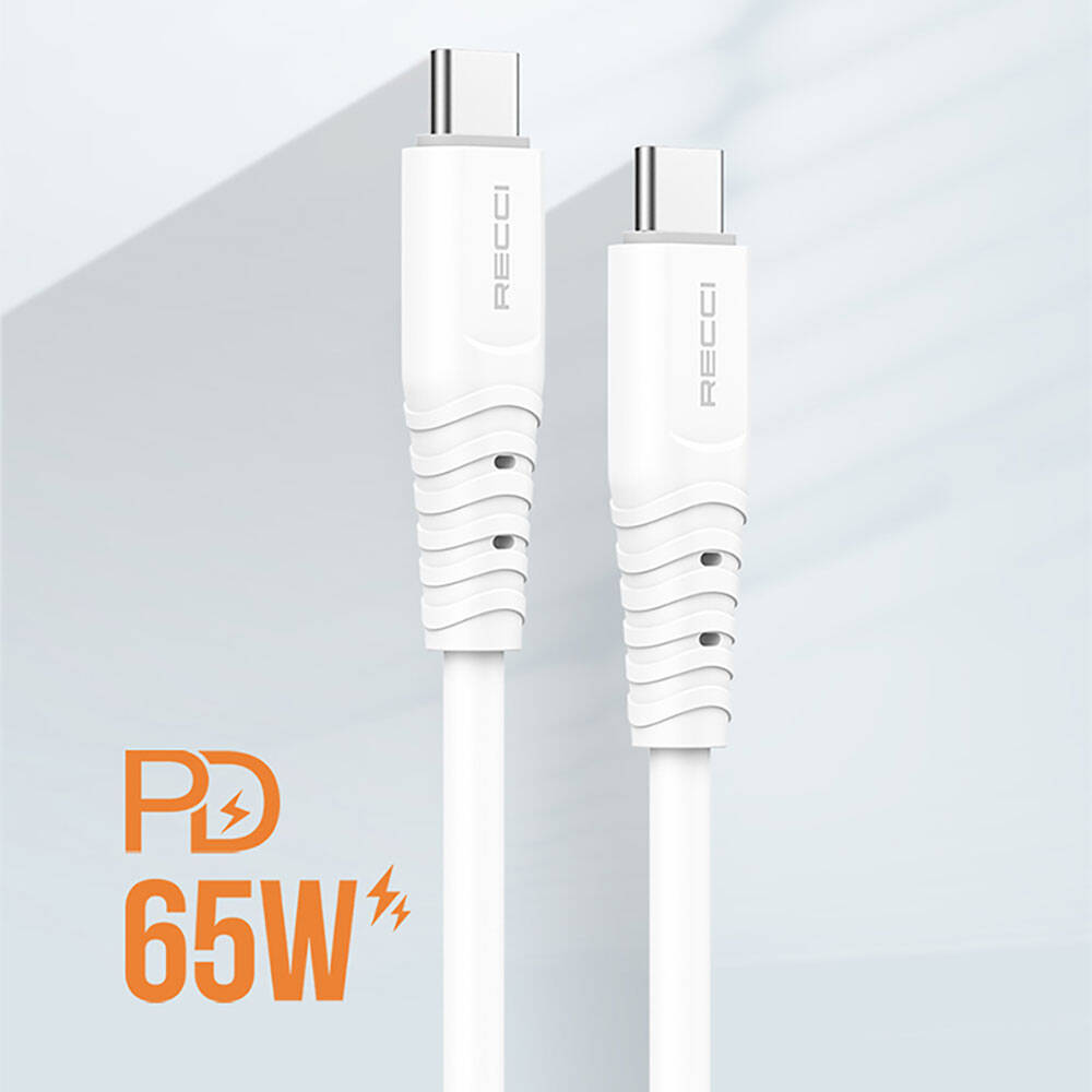 Recci RTC-P09CC Silicone Serisi 65W Hızlı Şarj Özellikli Type-C To Type-C PD 1.5 Metre Şarj  Kablosu