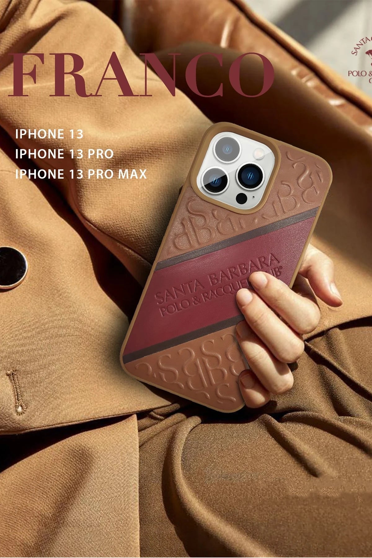Santa Barbara Polo Racquet Club iPhone 13 Pro Max Franco Deri Telefon Kılıfı