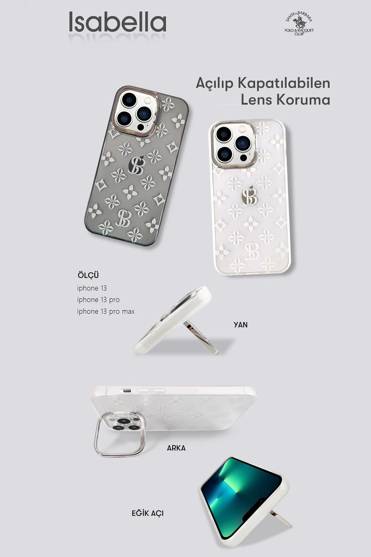 Santa Barbara Polo Racquet Club iPhone 13 Pro Max Isabella Stand Telefon Kılıfı