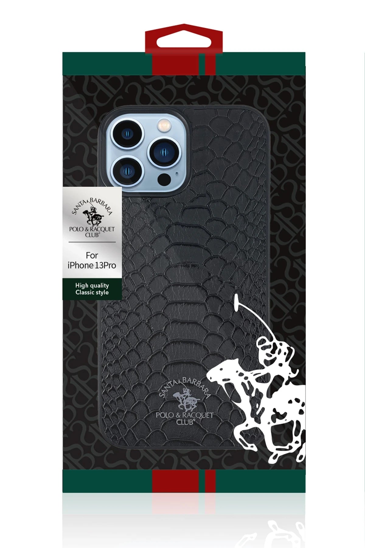 Santa Barbara Polo Racquet Club iPhone 13 Pro Max Knight Deri Telefon Kılıfı