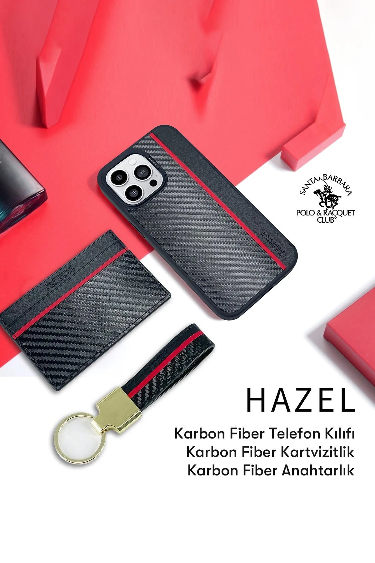 Santa Barbara Polo Racquet Club iPhone 14 Pro Max Hazel Karbon Set Telefon Kılıfı