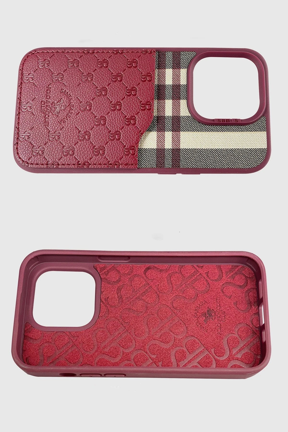 Santa Barbara Polo Racquet Club iPhone 14 Pro Max Plaid Kartvizitli Telefon Kılıfı