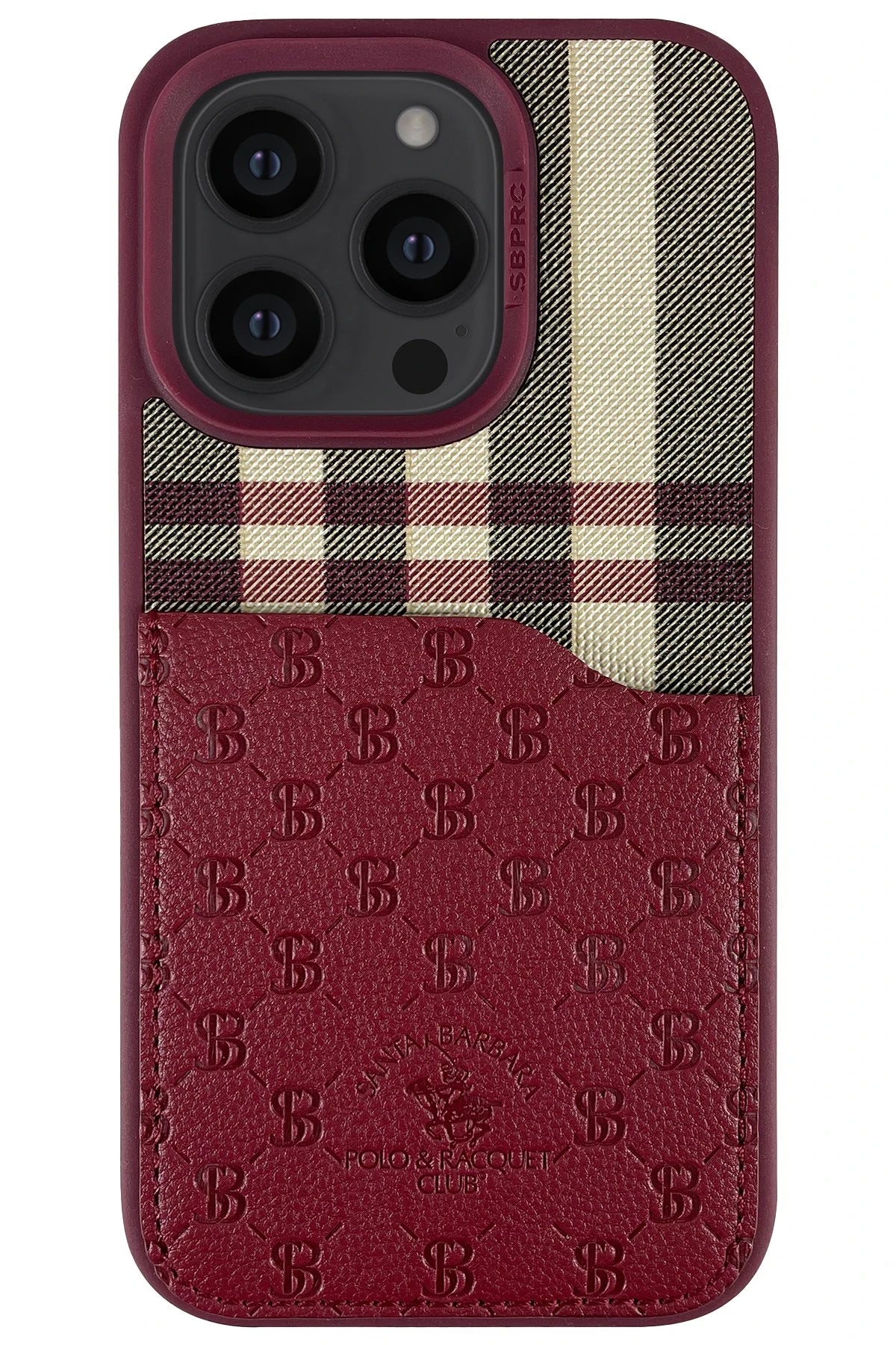 Santa Barbara Polo Racquet Club iPhone 14 Pro Max Plaid Kartvizitli Telefon Kılıfı