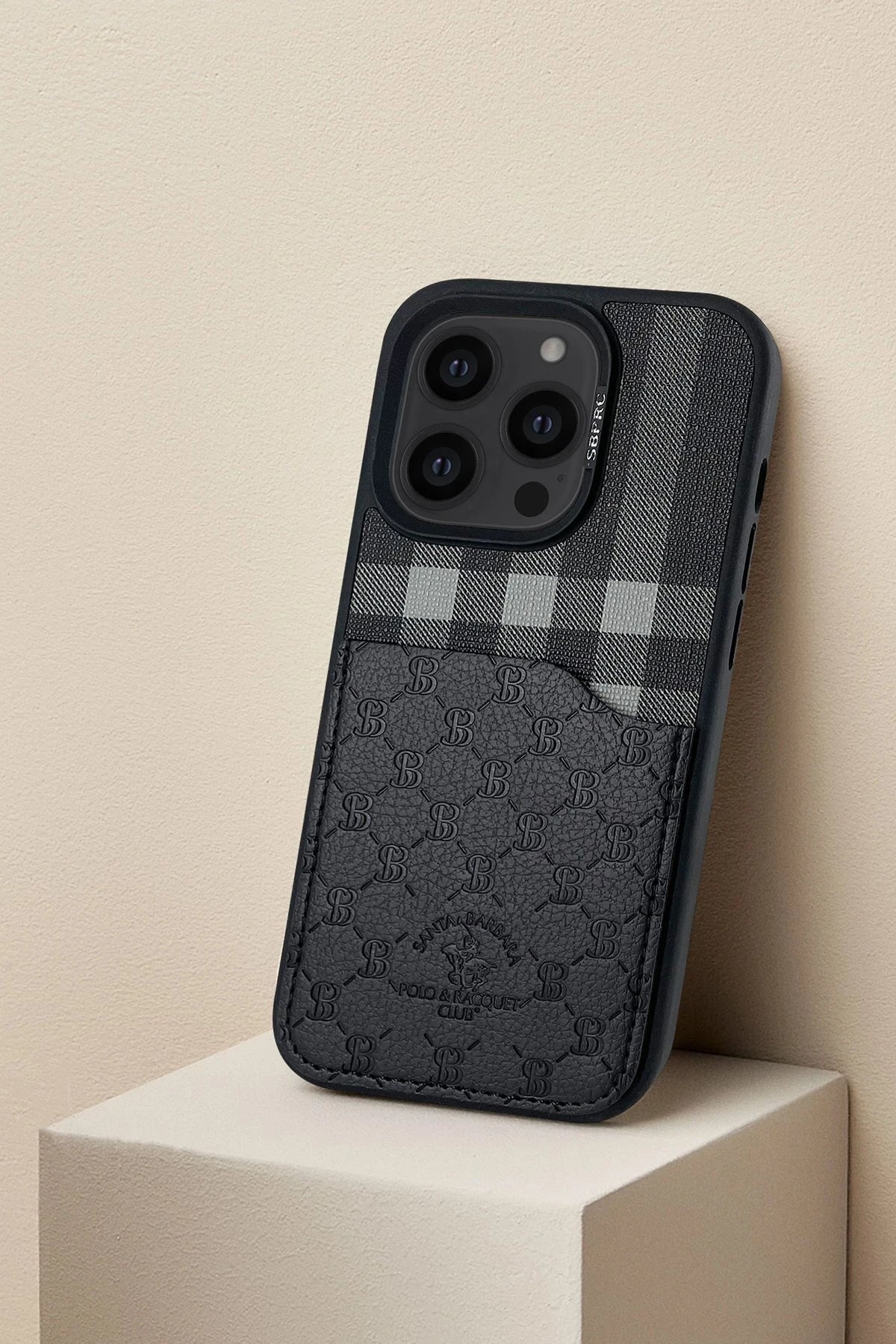 Santa Barbara Polo Racquet Club iPhone 14 Pro Max Plaid Kartvizitli Telefon Kılıfı