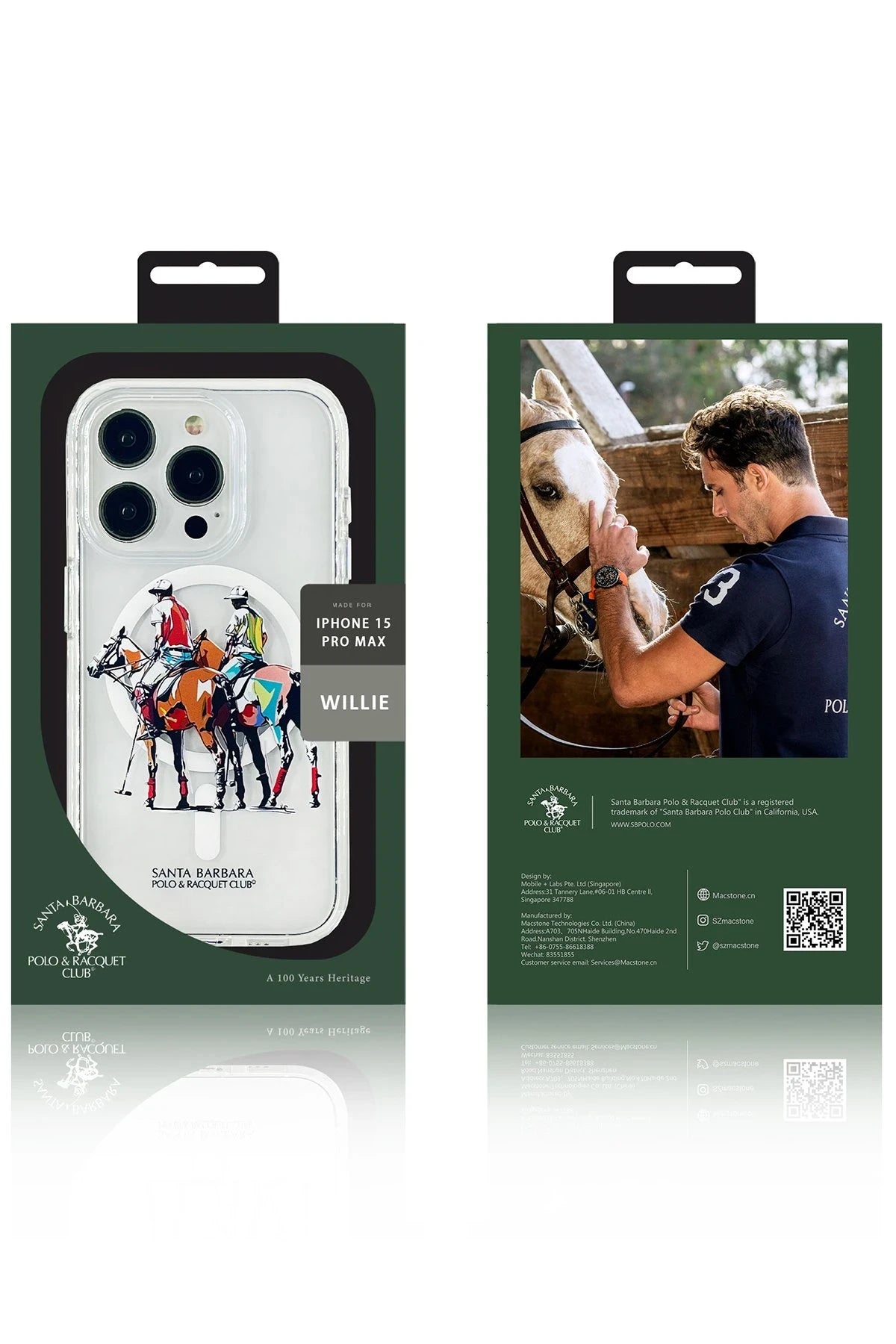 Santa Barbara Polo Racquet Club iPhone 15 Pro Willie Şeffaf Magsafe Telefon Kılıfı