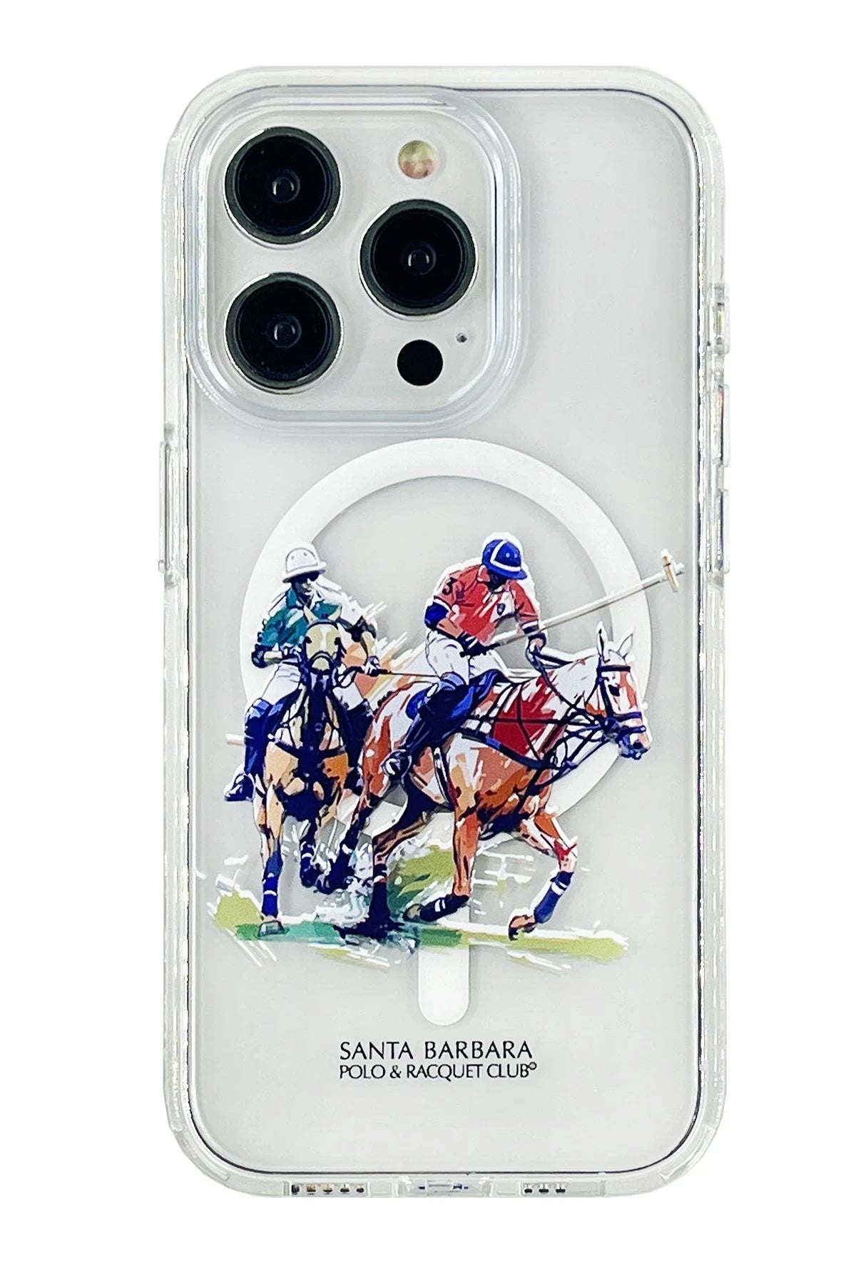 Santa Barbara Polo Racquet Club iPhone 15 Pro Willie Şeffaf Magsafe Telefon Kılıfı