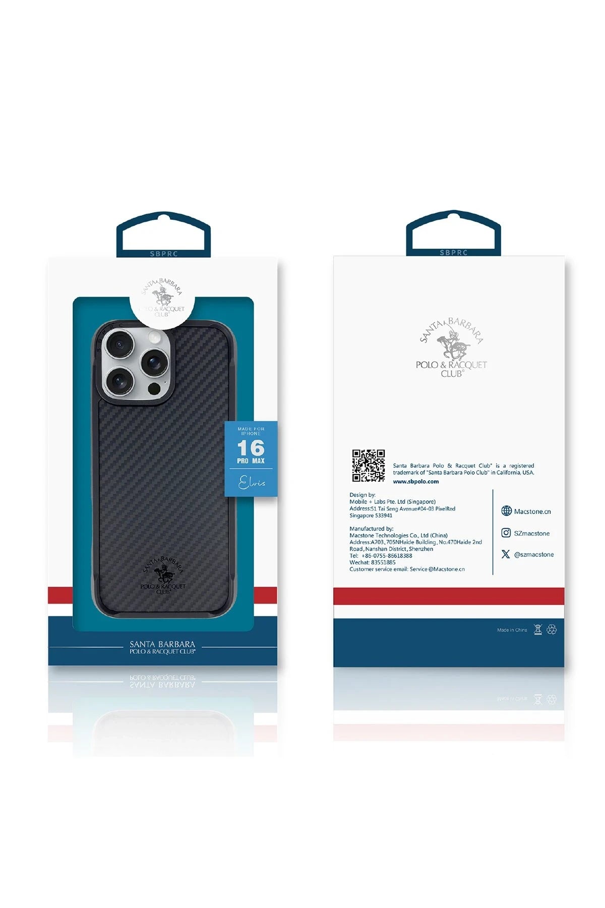 Santa Barbara Polo Racquet Club iPhone 16 Plus Elvis Karbon Magsafe Kapak