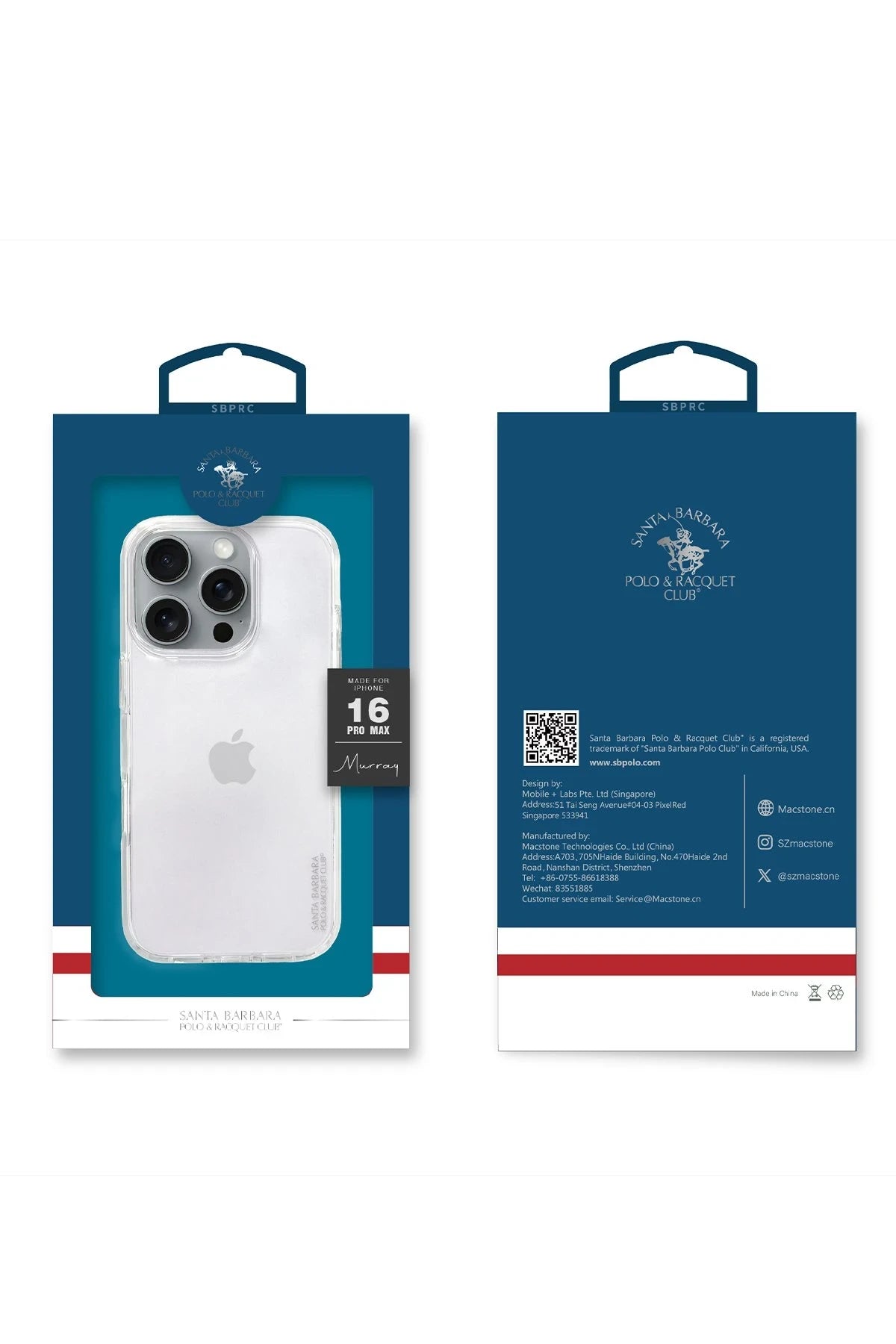 Santa Barbara Polo Racquet Club iPhone 16 Plus Murray Şeffaf Kapak