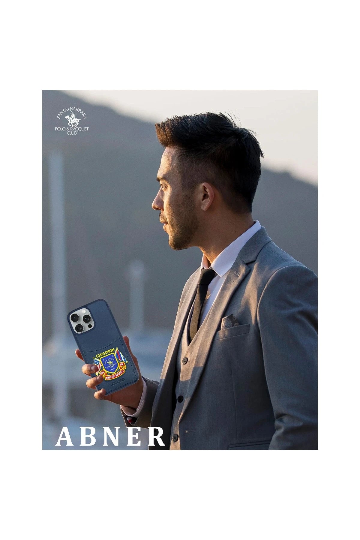 Santa Barbara Polo Racquet Club iPhone 16 Pro Max Abner İçi Süet Nakış Desenli Kartvizitli Kılıf