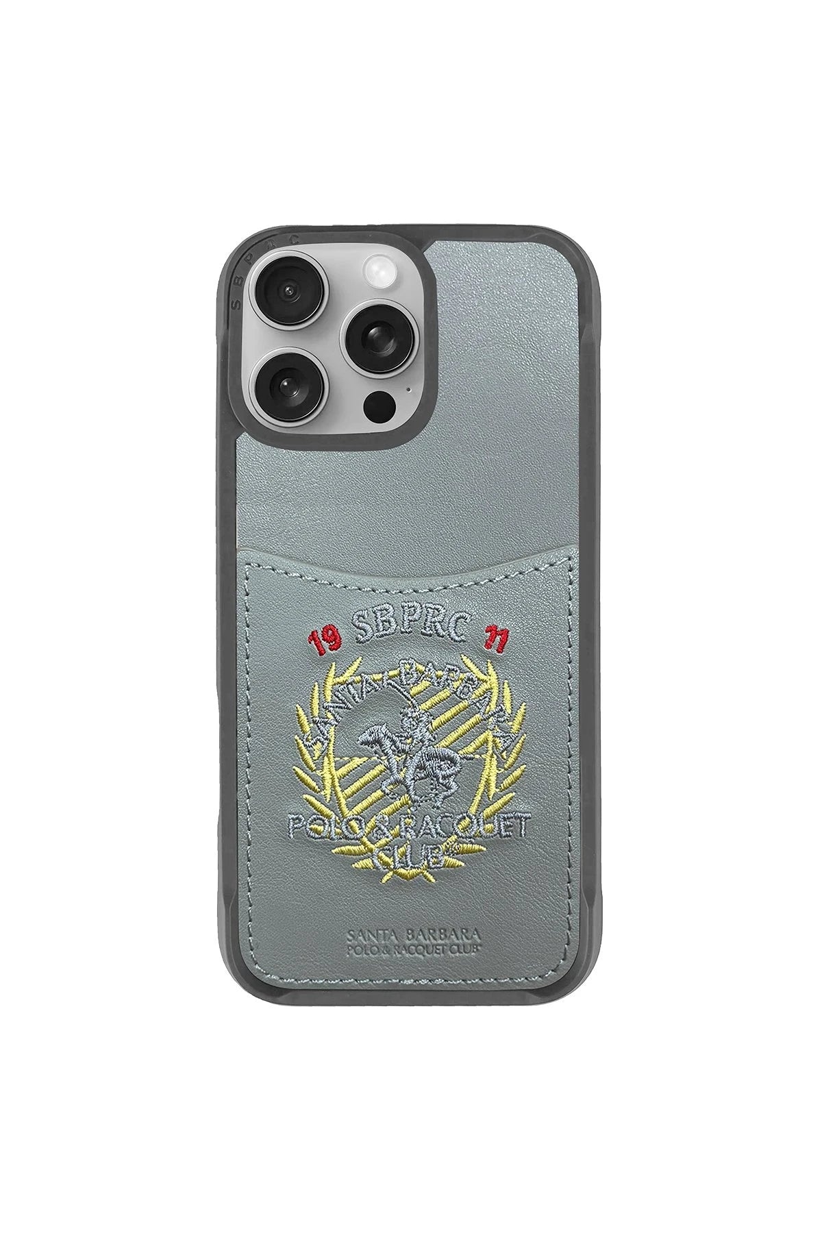 Santa Barbara Polo Racquet Club iPhone 16 Pro Max Abner İçi Süet Nakış Desenli Kartvizitli Kılıf