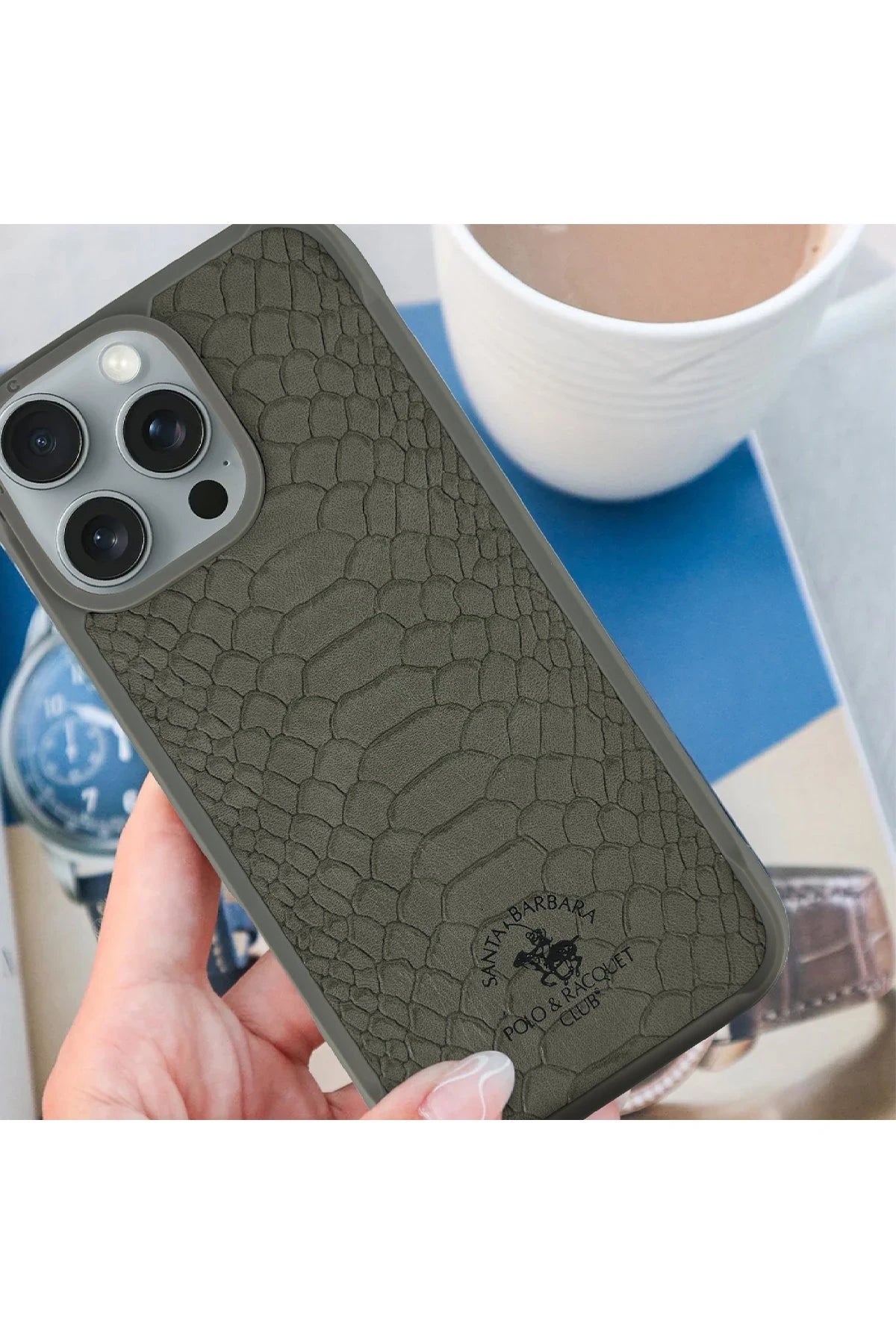 Santa Barbara Polo Racquet Club iPhone 16 Pro Max Knight Deri Telefon Kılıfı