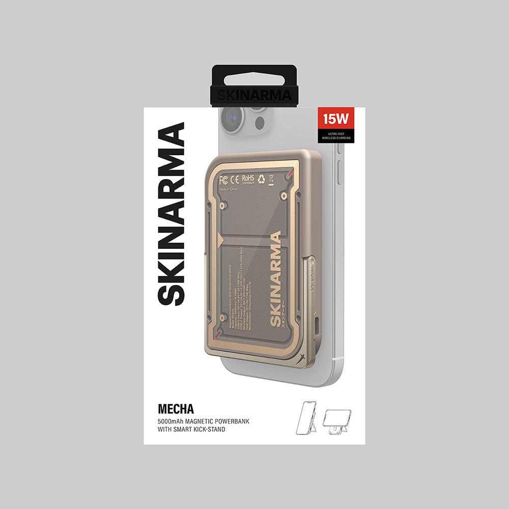 Skinarma Nexus Mecha Kablosuz ve PD Hızlı Şarj Özellikli Metal Standlı 20W 5000mAh Taşınabilir Powerbank