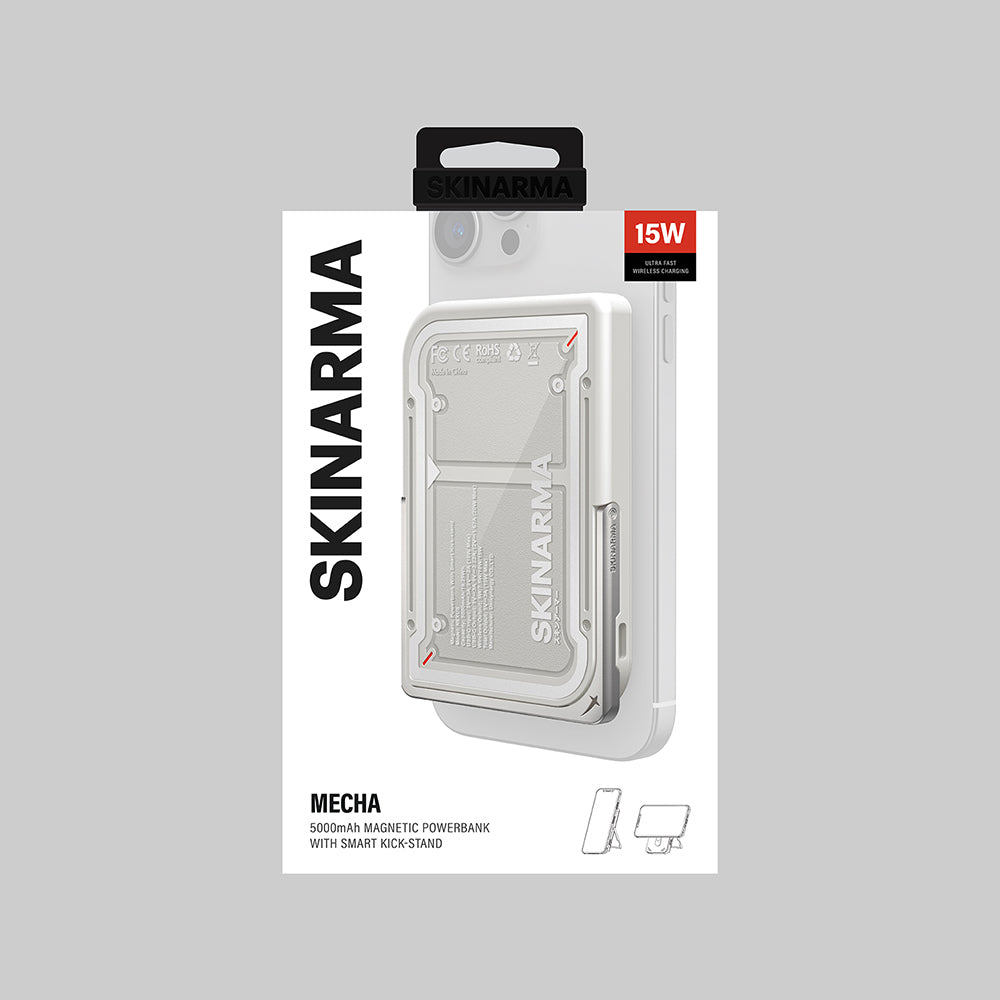 Skinarma Nexus Mecha Kablosuz ve PD Hızlı Şarj Özellikli Metal Standlı 20W 5000mAh Taşınabilir Powerbank