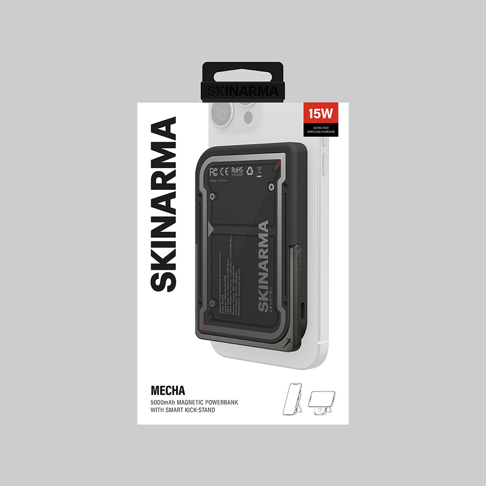 Skinarma Nexus Mecha Kablosuz ve PD Hızlı Şarj Özellikli Metal Standlı 20W 5000mAh Taşınabilir Powerbank