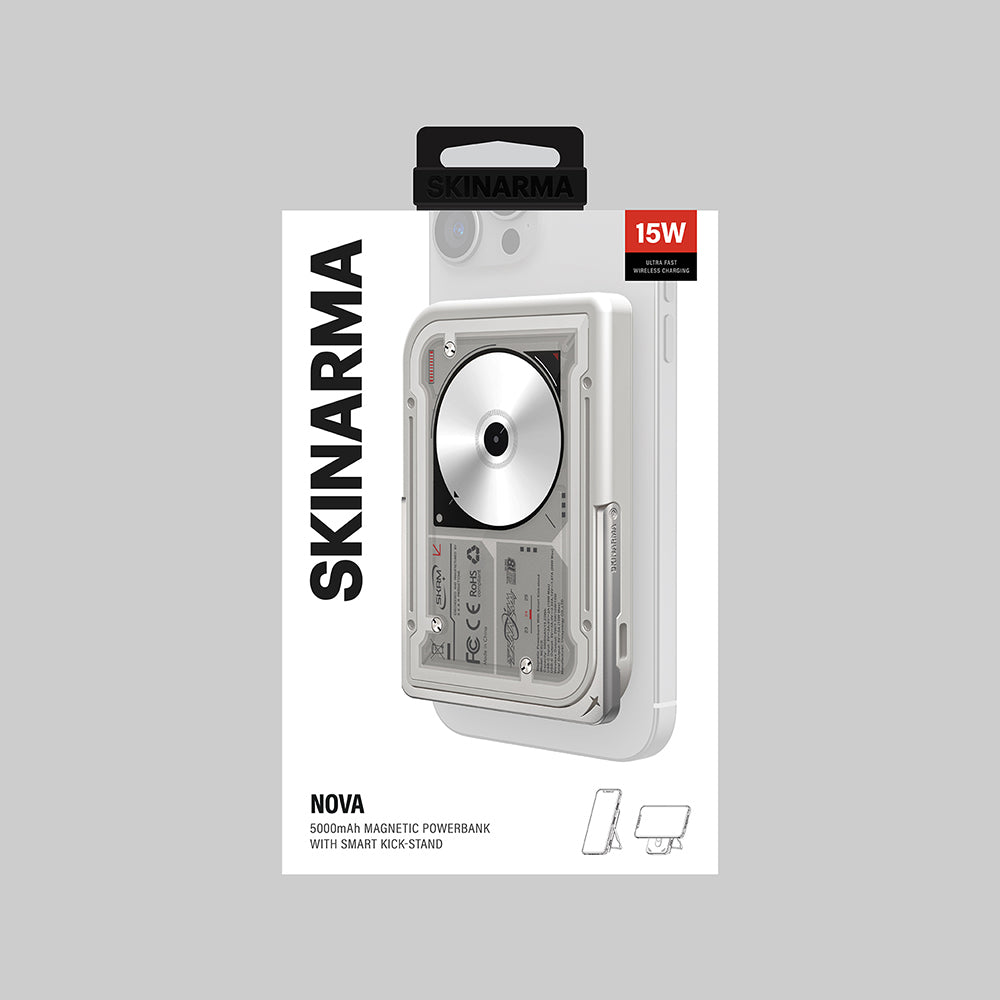 Skinarma Nexus Nova Kablosuz ve PD Hızlı Şarj Özellikli Standlı 20W 5000mAh Taşınabilir Powerbank