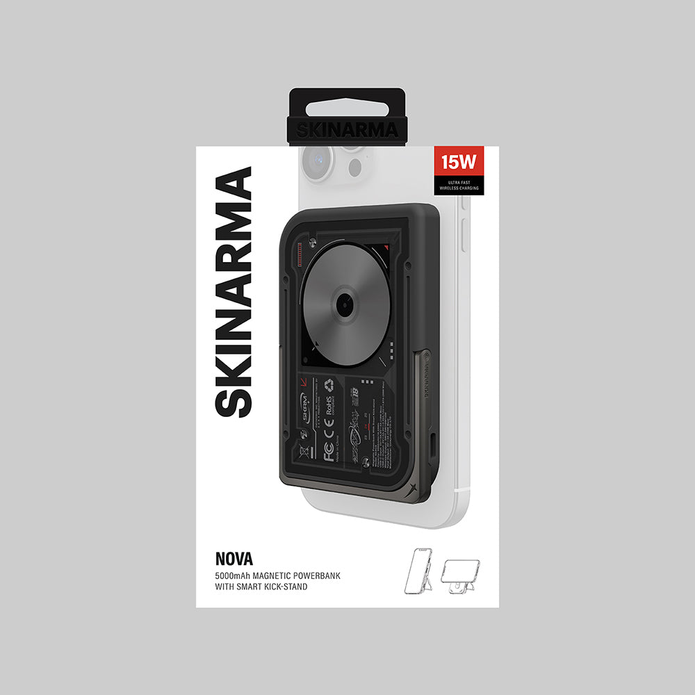 Skinarma Nexus Nova Kablosuz ve PD Hızlı Şarj Özellikli Standlı 20W 5000mAh Taşınabilir Powerbank