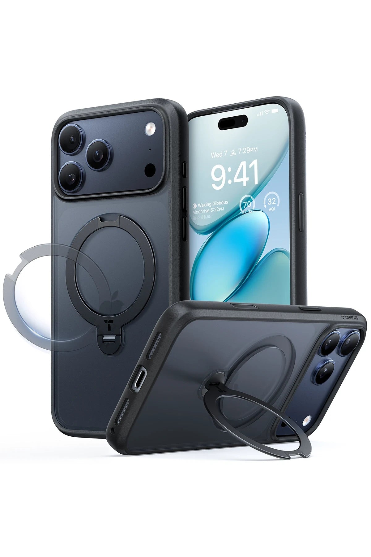 Torras iPhone 17 Pro O Stand Spin Serisi Magsafe Telefon Kılıfı