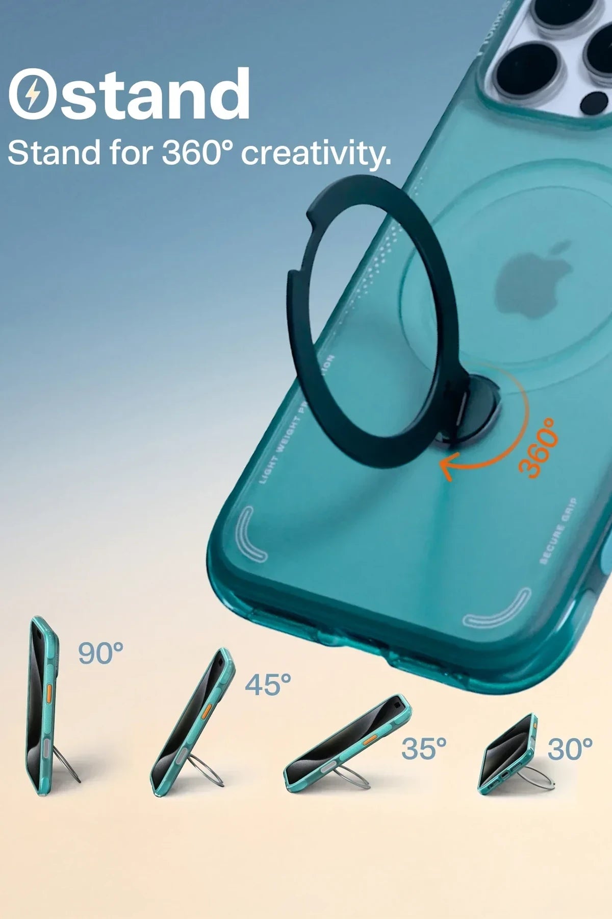 Torras O Stand Spin Air Serisi iPhone 16 Pro Max Magsafe Telefon Kılıfı