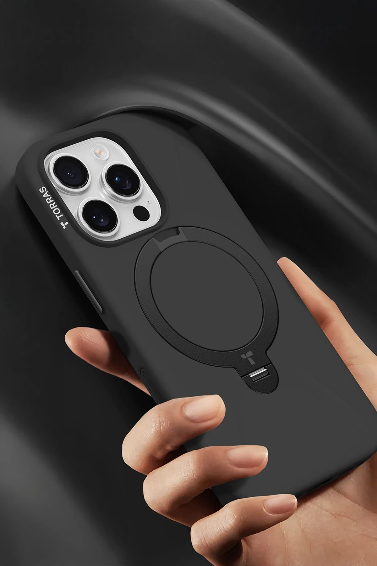 Torras O Stand Spin Silicone Serisi iPhone 16 Pro Max Magsafe Telefon Kılıfı