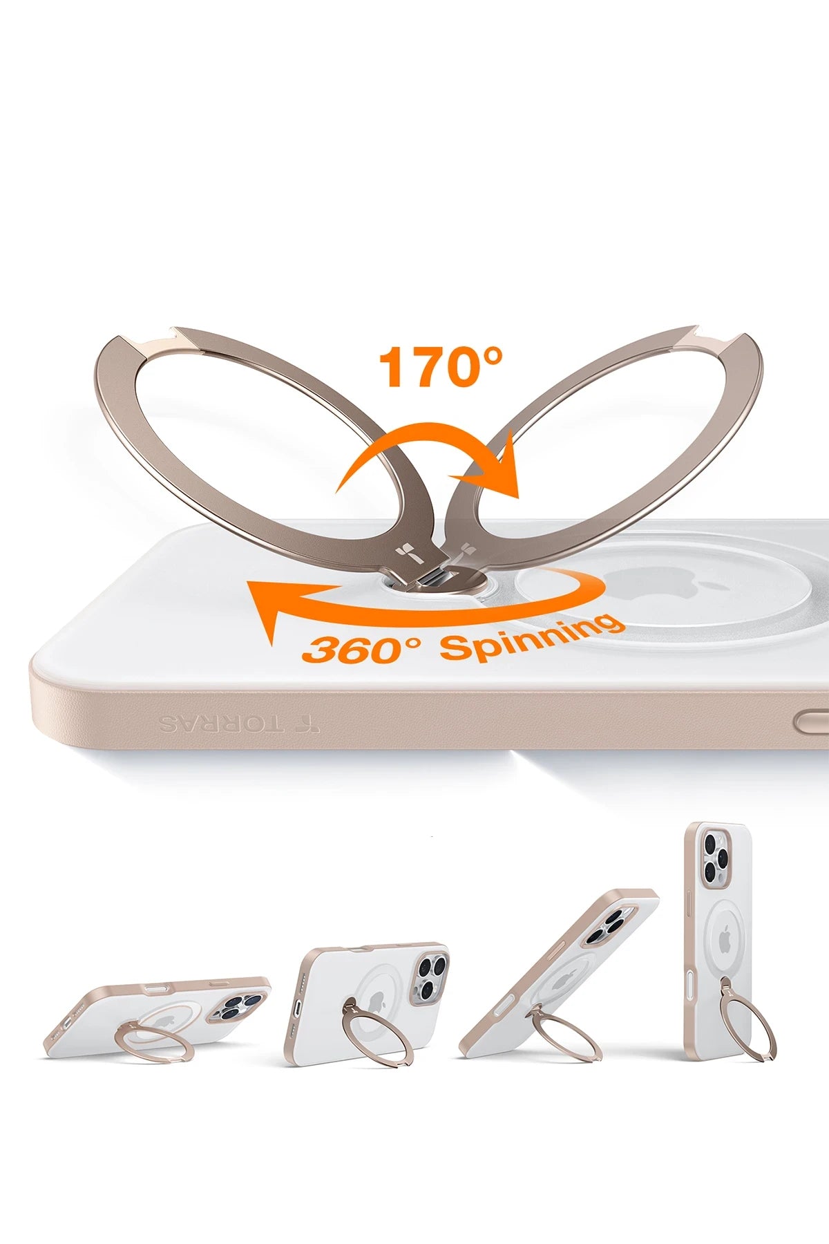 Torras O Stand Spin Serisi iPhone 16 Pro Max Magsafe Telefon Kılıfı