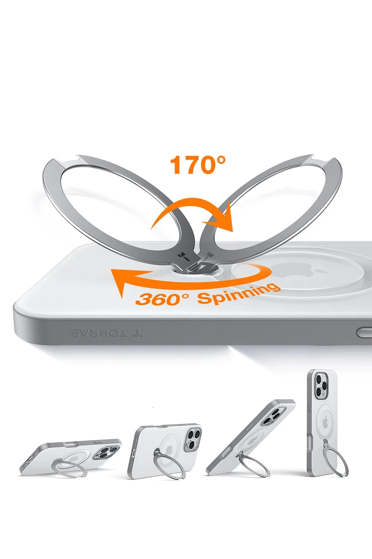 Torras O Stand Spin Serisi iPhone 16 Pro Max Magsafe Telefon Kılıfı