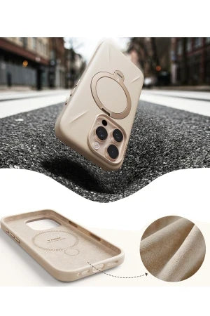 Torras Apple iPhone 16 Pro O Stand Spin Silicone Serisi Magsafe Telefon Kılıfı