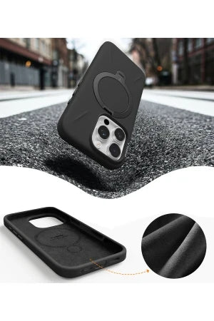 Torras Apple iPhone 16 Pro O Stand Spin Silicone Serisi Magsafe Telefon Kılıfı
