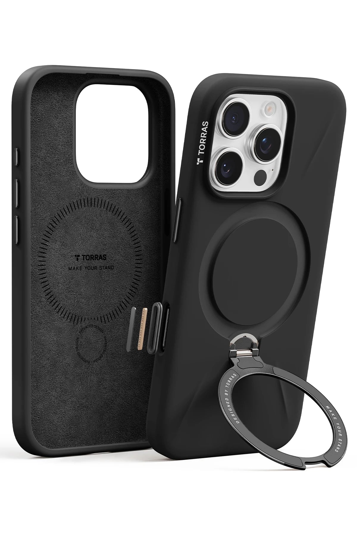 Torras O Stand Spin Silicone Serisi iPhone 16 Pro Magsafe Telefon Kılıfı